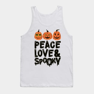 Peace Love & Spooky Hippie Halloween Pumpkins Jack O Lantern Tank Top